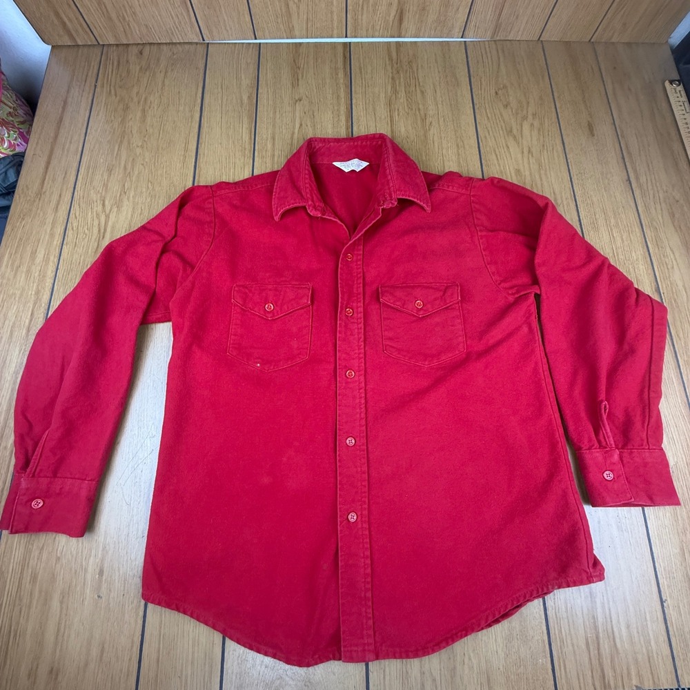 VTG‎ Frostproof Mens Red Long Sleeve Work Shirt Size L Cotton